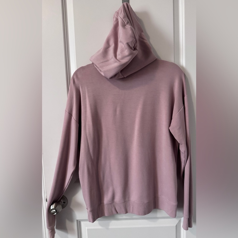 NWOT Marled Dusty Pink Hooded Knit Top Size Medium “Good Vibes” - Picture 3 of 3